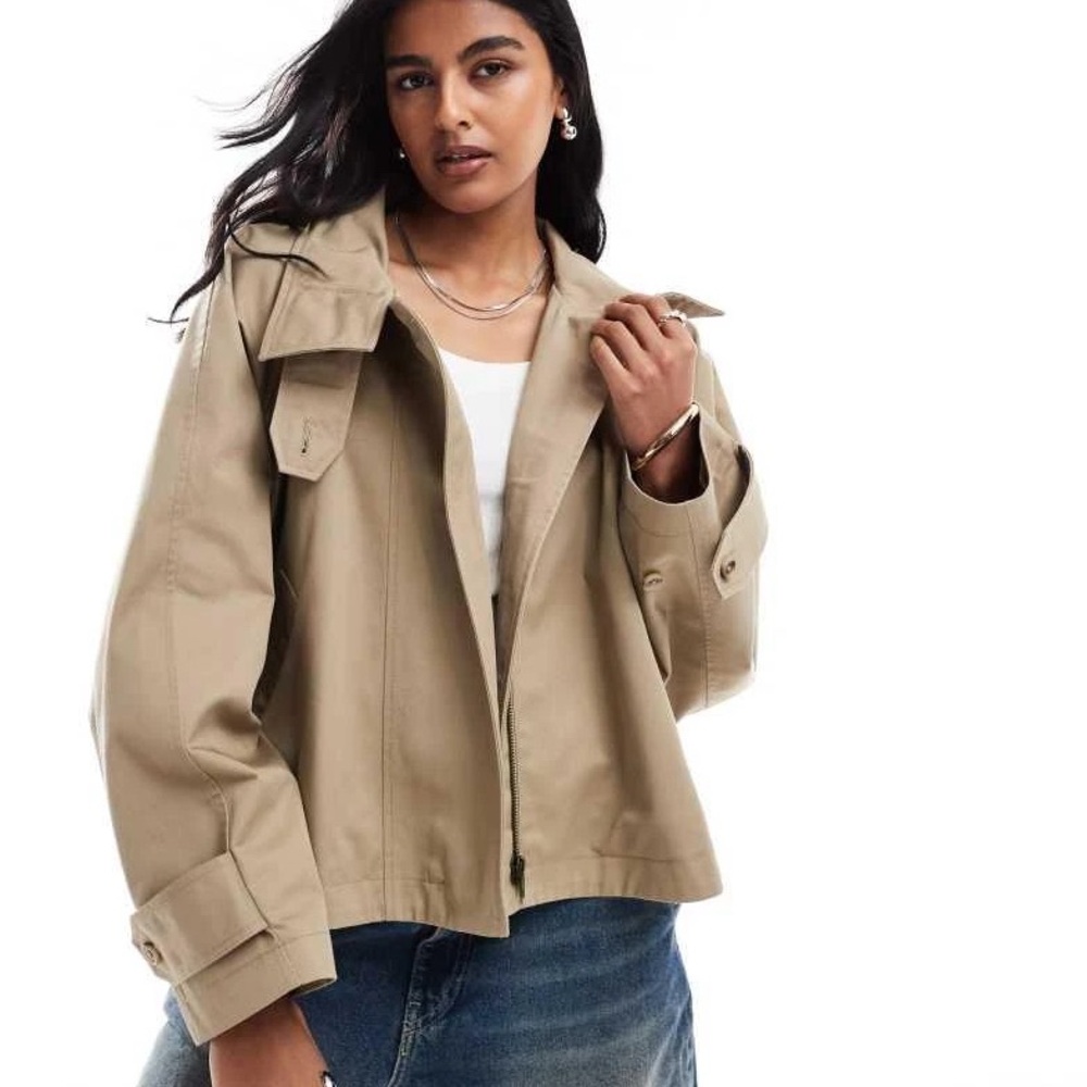 ASOS Design Cropped Tan Trench Coat